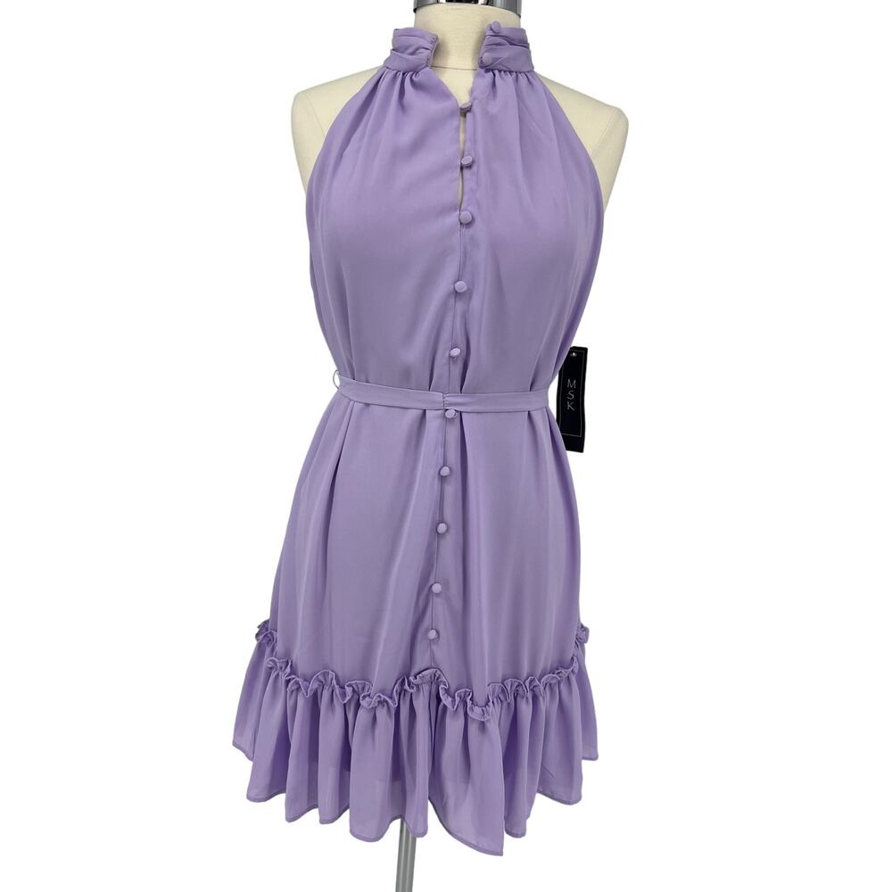 Lavender Purple Lined Dress Ruffled Hem Women's Medium NWT